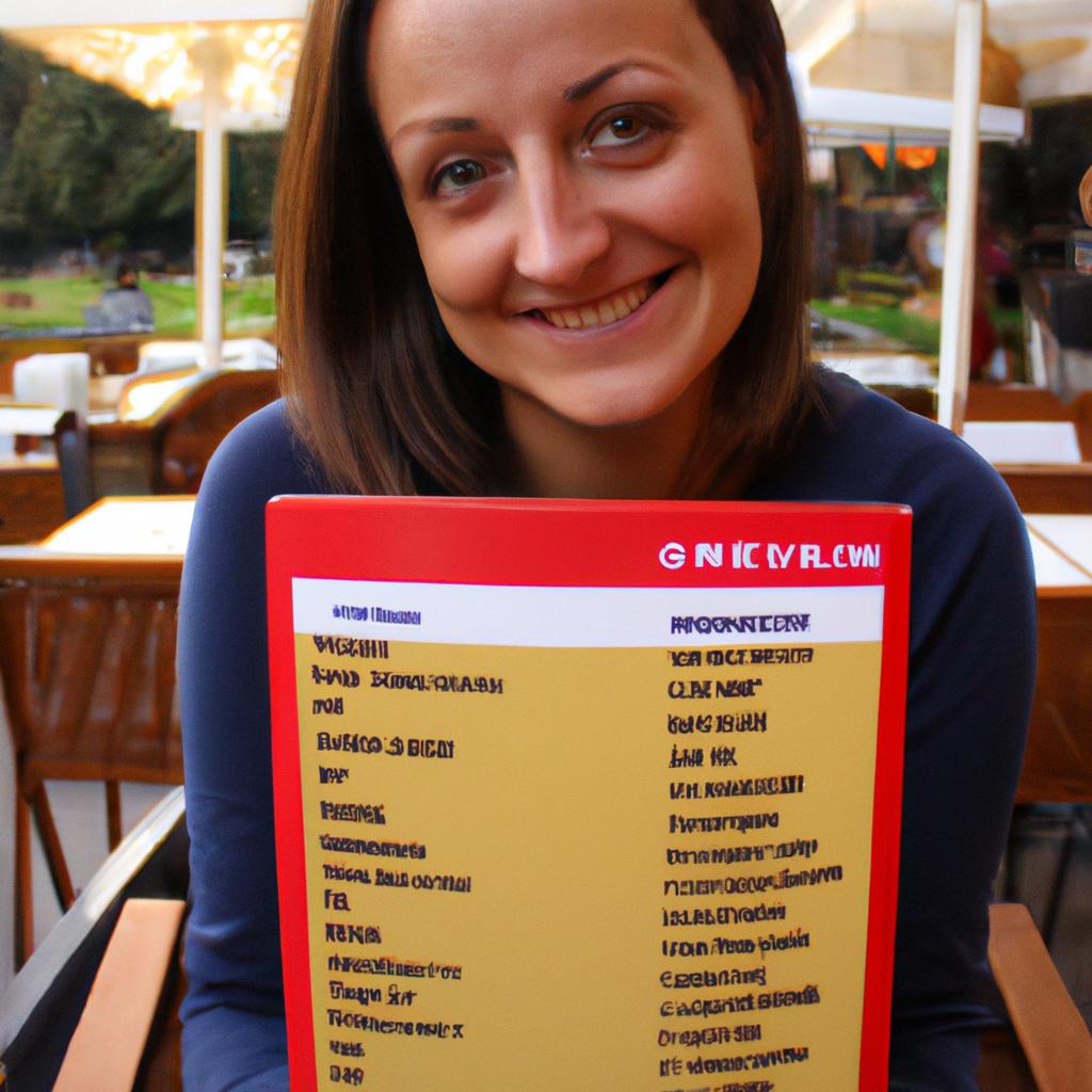 Person holding beer menu, smiling