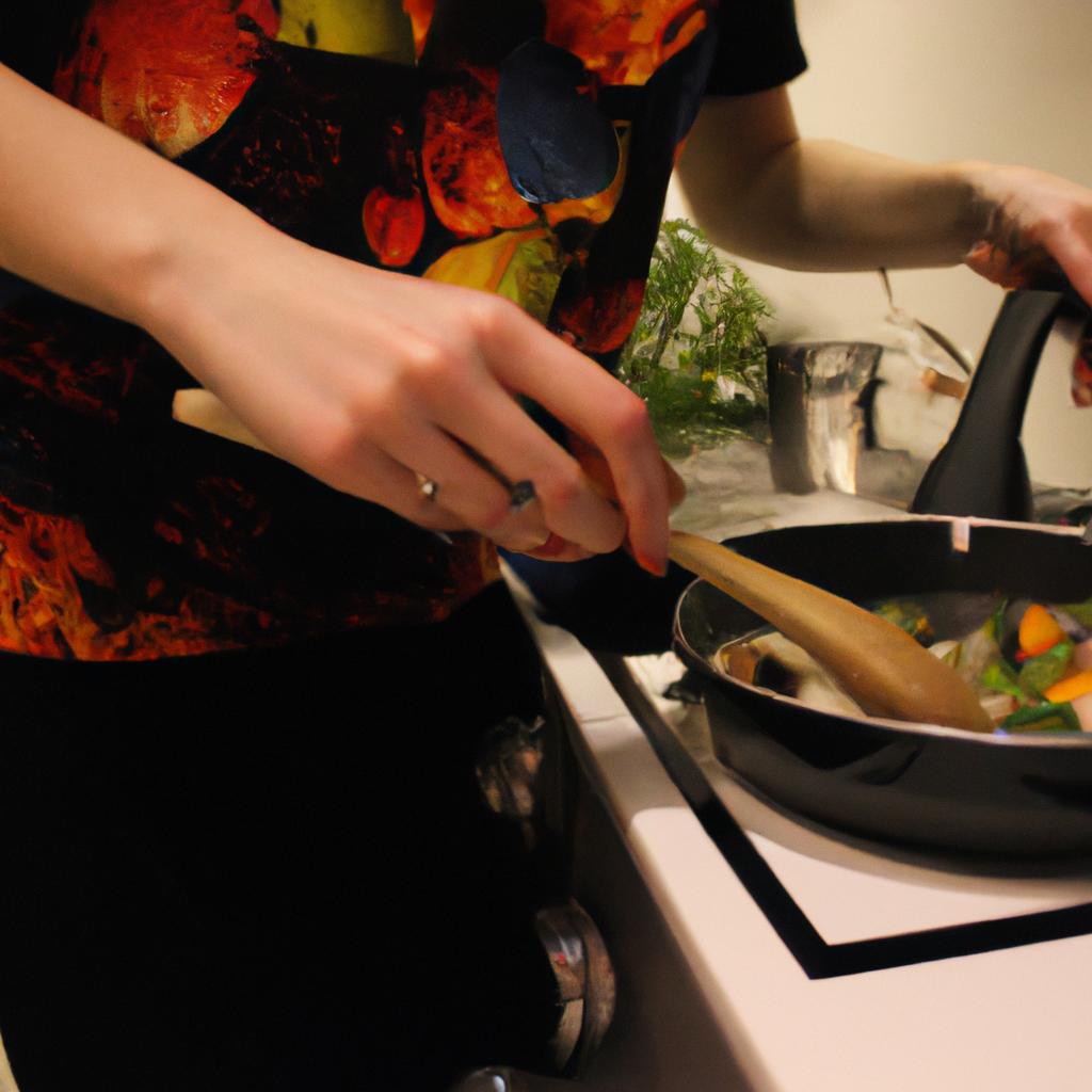 Person preparing food in kitchen